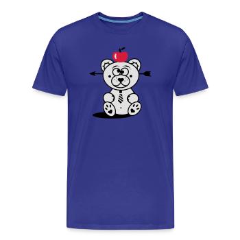 Bear with apple on his head and arrow through his - Men's Premium Organic T-Shirt - royal blue - Front - Damien (186cm)