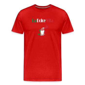 La Dolce Vita coffee - Men's Premium Organic T-Shirt - red - Front - Damien (186cm)