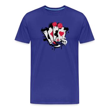 Spielkarten Herz, Pik, Karo, Kreuz mit Würfel - Männer Premium Bio T-Shirt - Königsblau - Vorne - Damien (186cm)