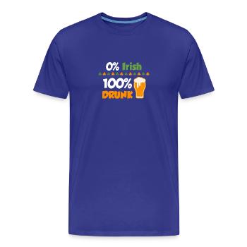 0% irlandais - bu 100%; Saint-Patrick - T-shirt bio Premium Homme - bleu roi - Devant - Damien (186cm)