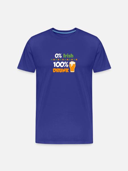 0% irlandais - bu 100%; Saint-Patrick - T-shirt bio Premium Homme - bleu roi