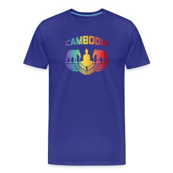 Cambodge éléphants avec Bouddha / Cadeau - T-shirt bio Premium Homme - bleu roi - Devant - Damien (186cm)