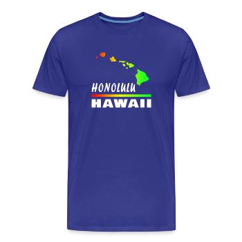 Hawaii Honolulu avec carte / cadeau carte - T-shirt bio Premium Homme - bleu roi - Devant - Damien (186cm)