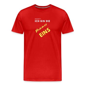 ich bin nummer eins - Männer Premium Bio T-Shirt - Rot - Vorne - Damien (186cm)