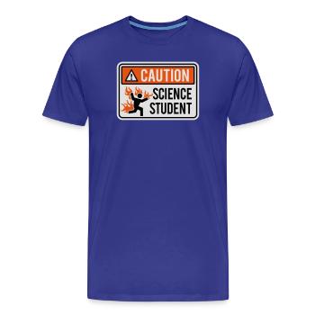 Caution science student - physics / chemistry - Men's Premium Organic T-Shirt - royal blue - Front - Damien (186cm)