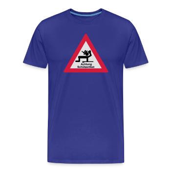 Attention tireurs - T-shirt bio Premium Homme - bleu roi - Devant - Damien (186cm)