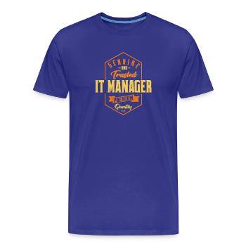 Label de confiance commerciale pour les responsables informatiques - T-shirt bio Premium Homme - bleu roi - Devant - Damien (186cm)