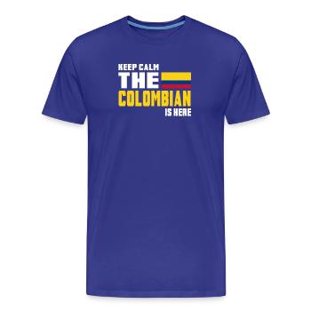 Keep calm Colombie / Drapeau de cadeau Amérique du Sud - T-shirt bio Premium Homme - bleu roi - Devant - Damien (186cm)