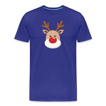 Doux Renne Nez rouge Nez Noël - T-shirt bio Premium Homme - bleu roi - Devant - Damien (186cm)