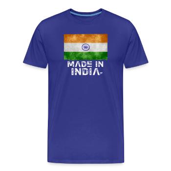 T-shirt pochoir drapeau Made in India - T-shirt bio Premium Homme - bleu roi - Devant - Damien (186cm)