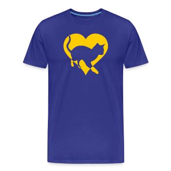 Katze Katze Mieze Geschenk Herz - Männer Premium Bio T-Shirt - Königsblau - Vorne - Damien (186cm)