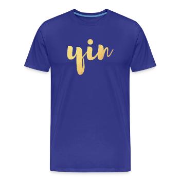 Yin (Yin und Yang) Gold Yoga Partnerlook - Männer Premium Bio T-Shirt - Königsblau - Vorne - Damien (186cm)
