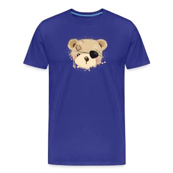 Teddy with eye patch - Men's Premium Organic T-Shirt - royal blue - Front - Damien (186cm)