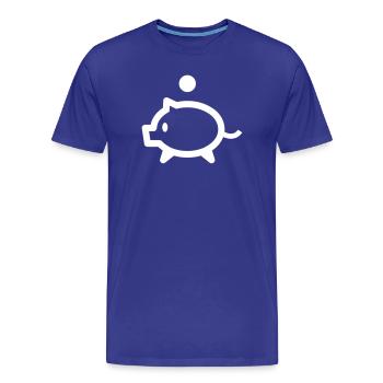 Tirelire avec pièce - T-shirt bio Premium Homme - bleu roi - Devant - Damien (186cm)