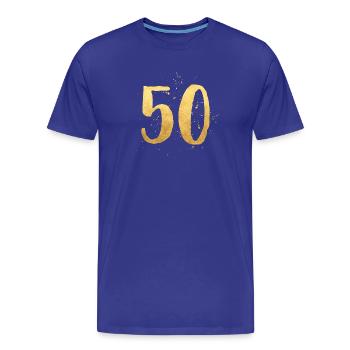 50 gold round birthday fifty gift number - Men's Premium Organic T-Shirt - royal blue - Front - Damien (186cm)