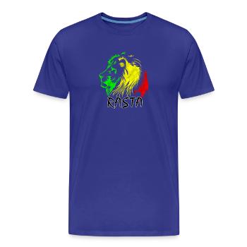 Rasta Lion: Green-Yellow-Red Style - Men's Premium Organic T-Shirt - royal blue - Front - Damien (186cm)