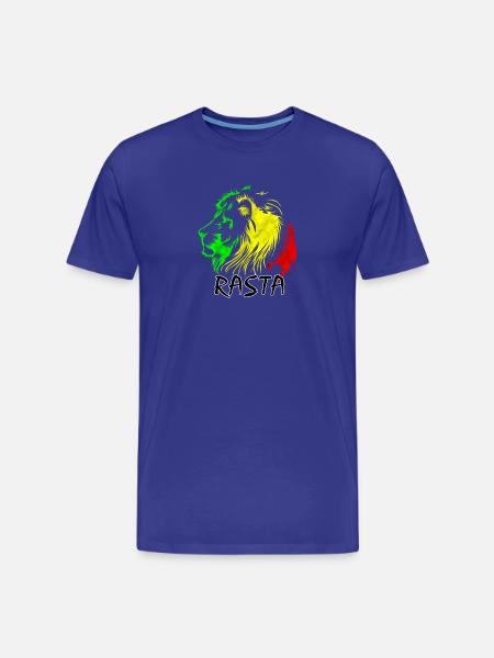 Rasta Lion: Green-Yellow-Red Style - Men's Premium Organic T-Shirt - royal blue