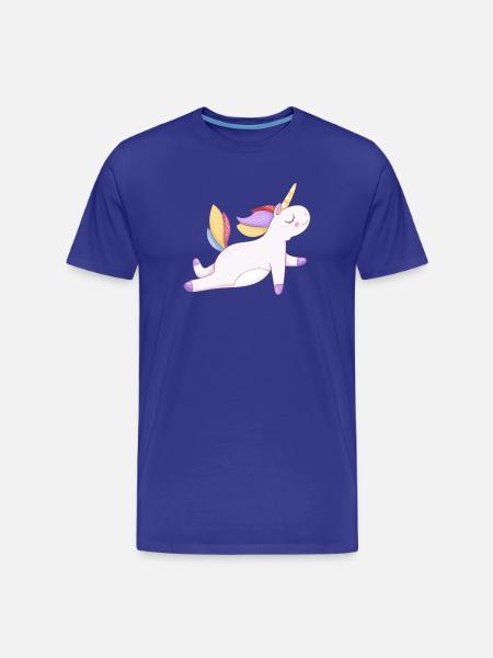 Buntes Einhorn sitzend, Pastellmuster - Männer Premium Bio T-Shirt - Königsblau
