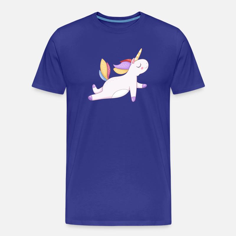 Buntes Einhorn sitzend, Pastellmuster - Männer Premium Bio T-Shirt - Königsblau
