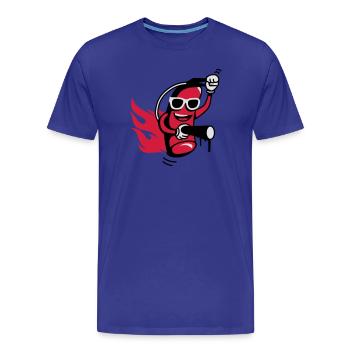 A funny fire extinguisher with glasses - Men's Premium Organic T-Shirt - royal blue - Front - Damien (186cm)