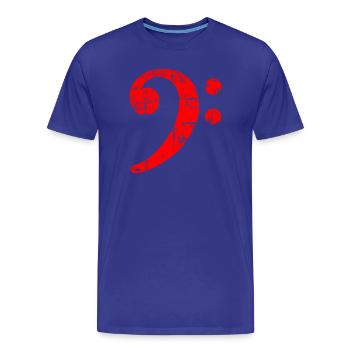 Bass Clef Vintage Musical Symbols Design (Rouge) - T-shirt bio Premium Homme - bleu roi - Devant - Damien (186cm)