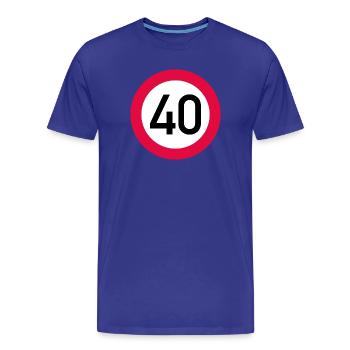 40 ans Attention ! Panneau de signalisation 40 km/h - T-shirt bio Premium Homme - bleu roi - Devant - Damien (186cm)