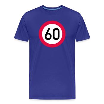 60 ans Attention ! Panneau de signalisation 60 km/h - T-shirt bio Premium Homme - bleu roi - Devant - Damien (186cm)