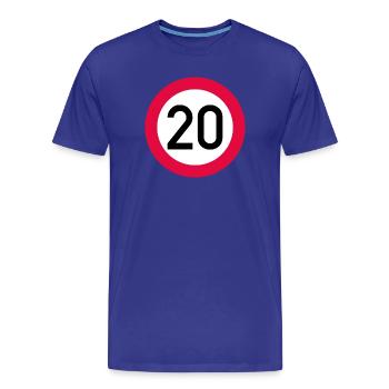 20 ans Attention ! Panneau de signalisation 20 km/h - T-shirt bio Premium Homme - bleu roi - Devant - Damien (186cm)