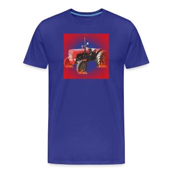 Feuerroter Traktor im Inferno - Männer Premium Bio T-Shirt - Königsblau - Vorne - Damien (186cm)