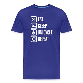 Funny Eat Sleep Einrad wiederholen Einradsport - Männer Premium Bio T-Shirt - Königsblau - Vorne - Damien (186cm)