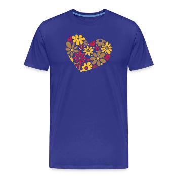 Großes Flower Power Herz, bunt - Männer Premium Bio T-Shirt - Königsblau - Vorne - Damien (186cm)