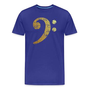 Bassschlüssel (Vintage Goldgelb) Bassisten Bass - Männer Premium Bio T-Shirt - Königsblau - Vorne - Damien (186cm)