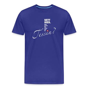 Tessin - nett hier | Ticino - Männer Premium Bio T-Shirt - Königsblau - Vorne - Damien (186cm)