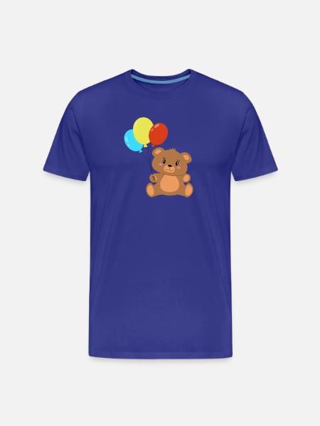 Teddybär mit Luftballons - Männer Premium Bio T-Shirt - Königsblau
