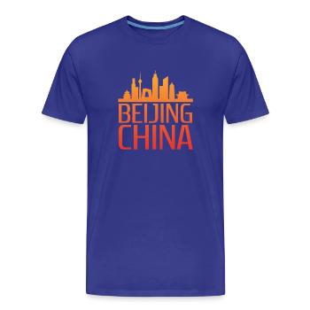 Motif stylisé de la ligne d’horizon de Pékin - T-shirt bio Premium Homme - bleu roi - Devant - Damien (186cm)