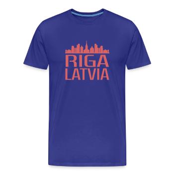 Stilvolle Riga Skyline Illustration - Männer Premium Bio T-Shirt - Königsblau - Vorne - Damien (186cm)