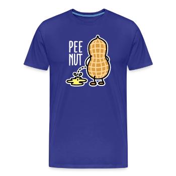 Funny PEE-NUT Nut Peanut Peeing Pun - Men's Premium Organic T-Shirt - royal blue - Front - Damien (186cm)