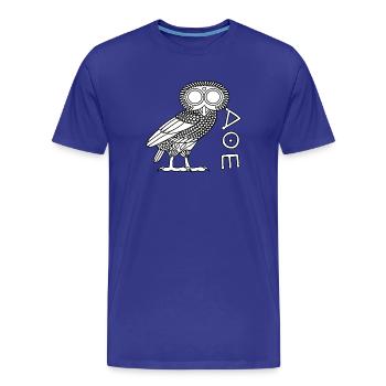 Owl of Athena [White + Ethnicon] - Men's Premium Organic T-Shirt - royal blue - Front - Damien (186cm)