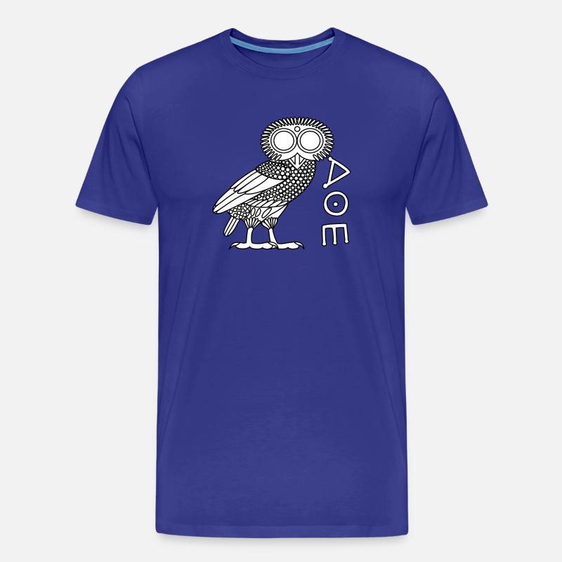 Chouette d'Athéna [Blanc + Ethnicon] - T-shirt bio Premium Homme - bleu roi