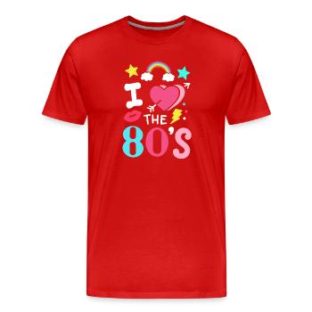 80er Jahre Achtziger Party Musik - Männer Premium Bio T-Shirt - Rot - Vorne - Damien (186cm)