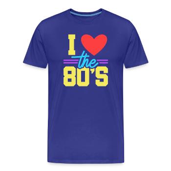 80er Achtziger - Männer Premium Bio T-Shirt - Königsblau - Vorne - Damien (186cm)