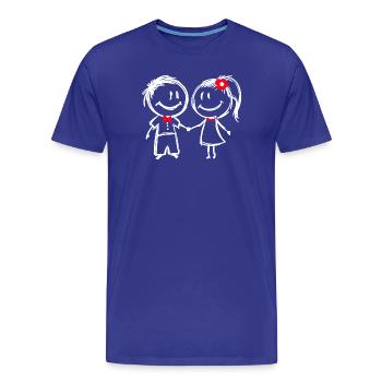 Couple Amour relation Romance Saint Valentin - T-shirt bio Premium Homme - bleu roi - Devant - Damien (186cm)