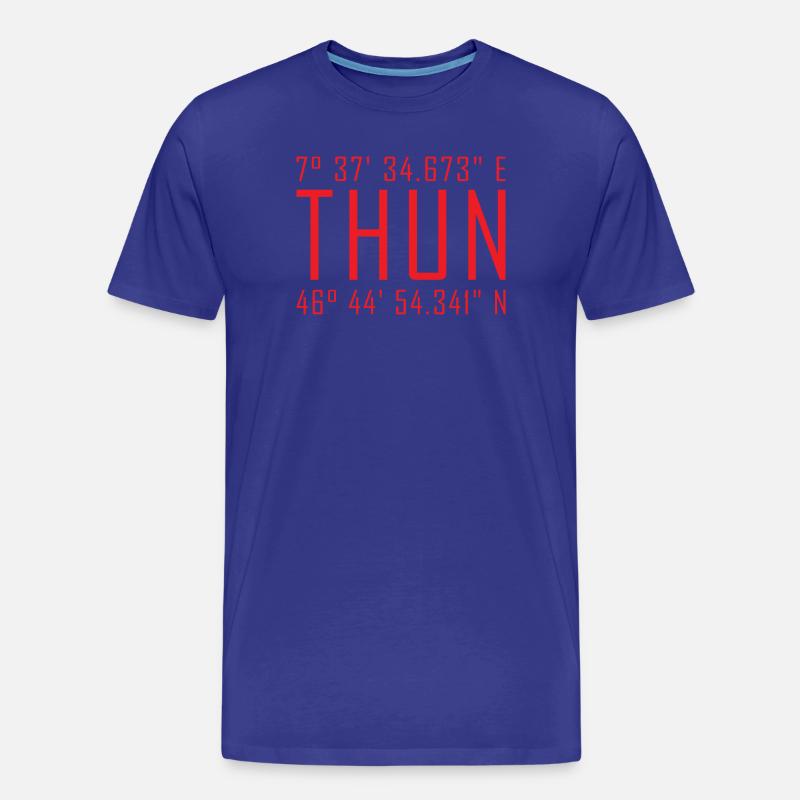 Coordonnées de Thun – Déclaration de faute de frappe rouge - T-shirt bio Premium Homme - bleu roi