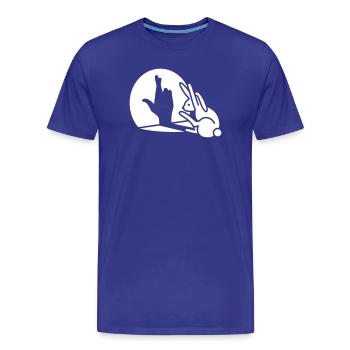 Funny rabbit hand shadow crossed fingers good luck - Men's Premium Organic T-Shirt - royal blue - Front - Damien (186cm)
