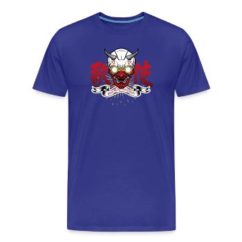 Goldener Oni mit Brille und Strahlen - Männer Premium Bio T-Shirt - Königsblau - Vorne - Damien (186cm)