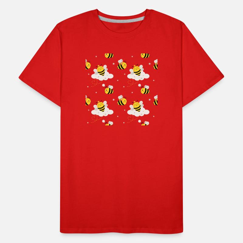 Cute bees in cloud pattern motif Men's Premium Organic T-Shirt