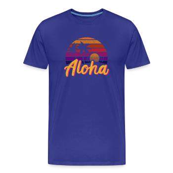 Aloha Rétro - T-shirt bio Premium Homme - bleu roi - Devant - Damien (186cm)