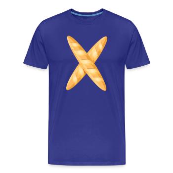Baguettes dorées fraîchement cuites recouvertes de - T-shirt bio Premium Homme - bleu roi - Devant - Damien (186cm)