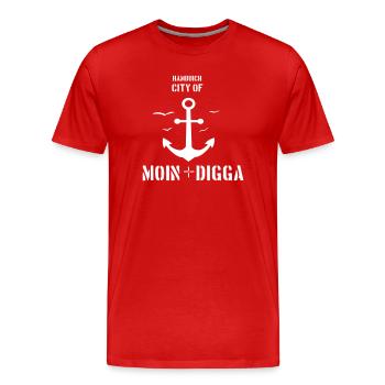 Hamburg - Hambuich City of Moin + Digga - Men's Premium Organic T-Shirt - red - Front - Damien (186cm)