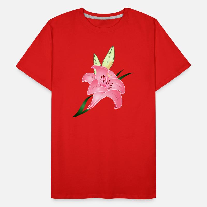 fleur de lys rose avec deux bourgeons T-shirt bio Premium Homme